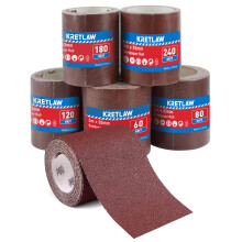 KRETLAW Sandpaper 5 Rolls Set, 5m x 93mm, 60/80/120/180/240 Grit, Aluminium Oxide Abrasive Sanding Paper for Sanding Rust Removal and Polishing