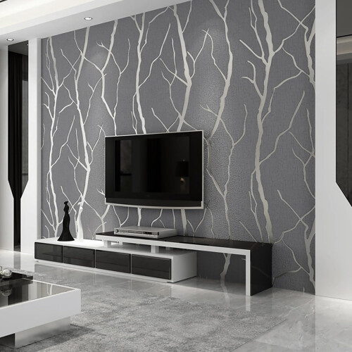 Trafagala Non-Woven Silver Grey Wallpaper 3D Embos