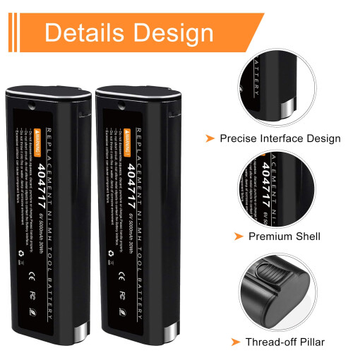 2X 6V 5000mAh NI-MH Replacement Battery for Paslode 404717 404400 2