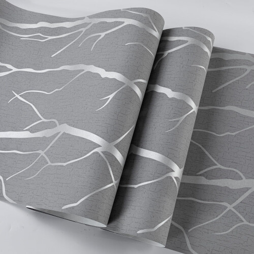 Trafagala NonWoven Silver Grey Wallpaper 3D Embossed Striped Feature B 2