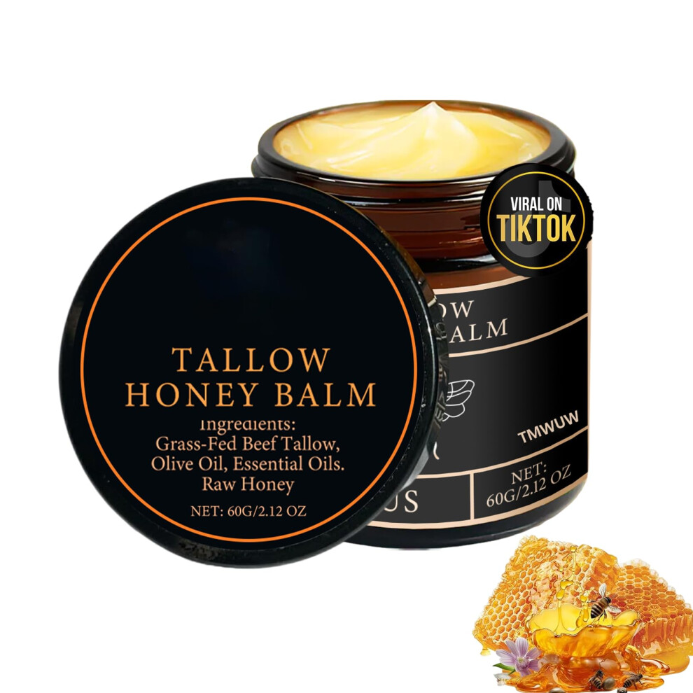 Beef Tallow Honey Balm Natural Skin Moisturizer for Sensitive Skin Deep Hydration NonGreasy Finish