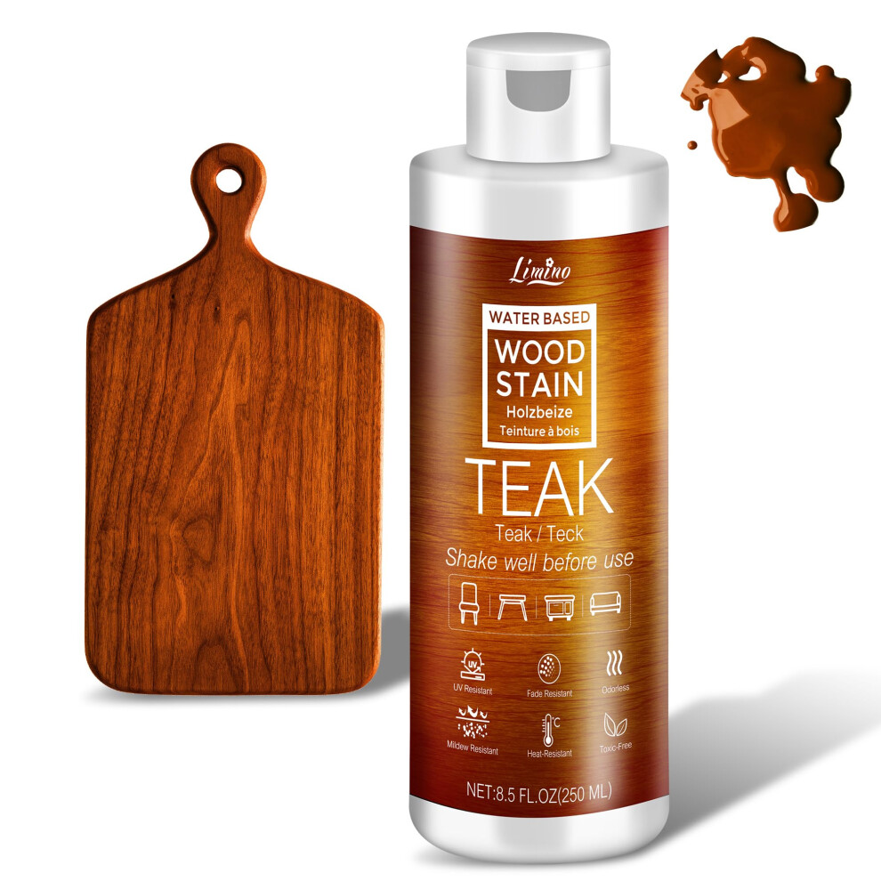 Water Based Wood Stain - Teak | Wood Varnish For Indoor Ï¼ Outdoor Furniture, Wardrobe, Cabinets, Doors, Low Odor Ï¼ Non-Toxic, Fast Drying 5051226641329