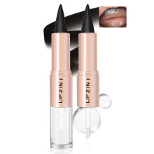 DualEnded Lip Liner and Gloss Set, Nude Beige 2 in 1 Kit with Velvet Matte and Mirror Shine