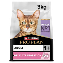 Pro Plan PURINA | Adult 1+ Delicate Digestion | Rich in Turkey | Dry Food | Cat | 3 kg Bag