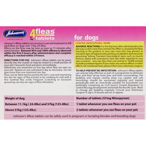 Johnsons Veterinary Products 4Fleas Dog Tablets, Large, 57 mg, 6 Tablets 1