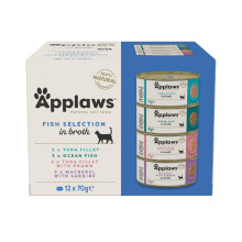Applaws Natural Wet Cat Food, Multipack Fish Selection in Broth 70 g Tin (Pack o