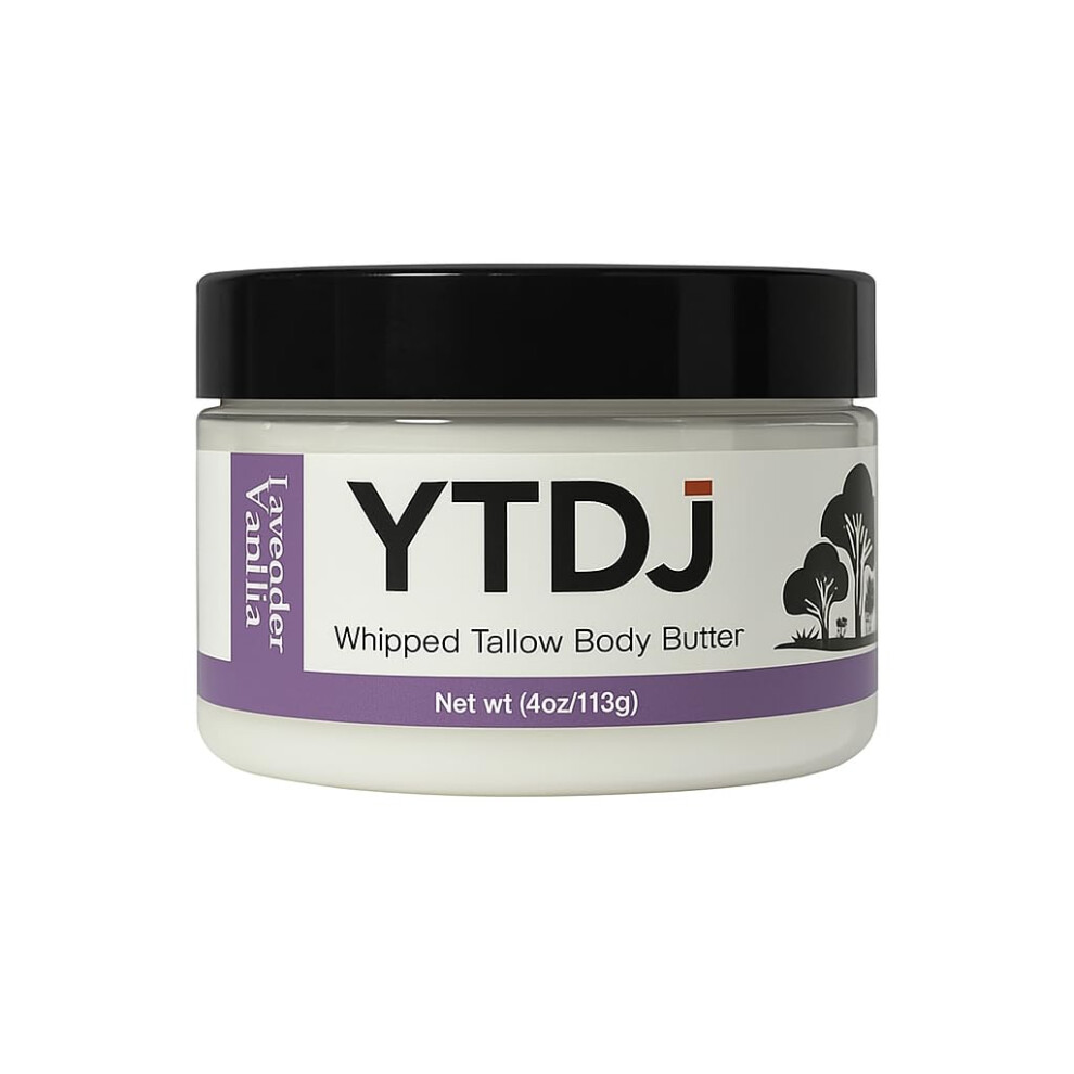 Whipped Grass Fed Beef Tallow Body Butter with Olive Oil and Vanilla for Deep Hydration 4oz