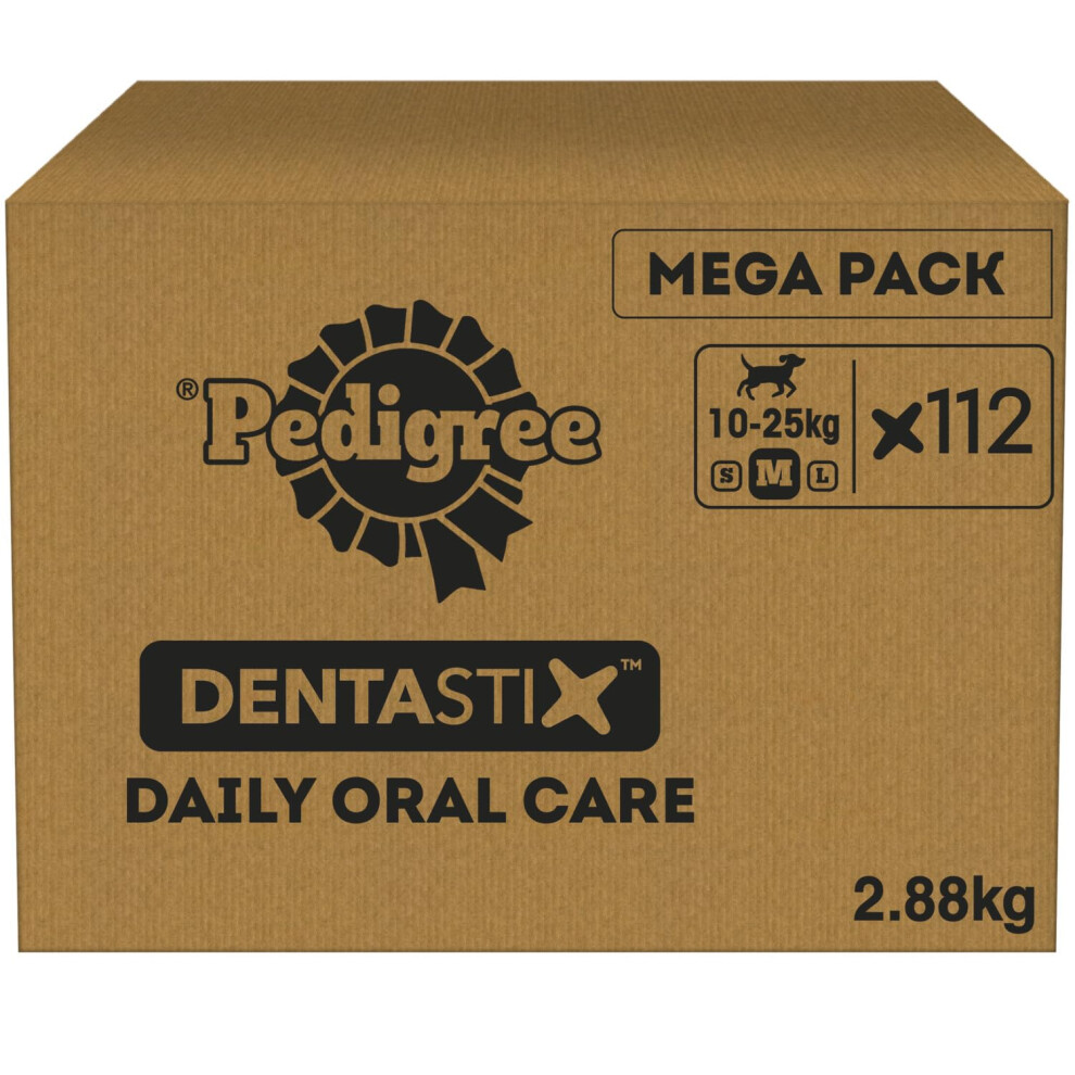 Pedigree Dentastix - Daily Dental Chews For Medium Dogs (10-25 Kg), 112 Sticks