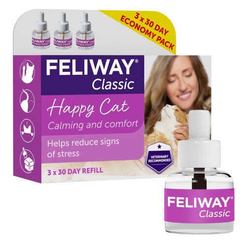 Feliway FELIWAY Classic 3 x 30 Day Cat Calming Odourless Refills for Pheromone
