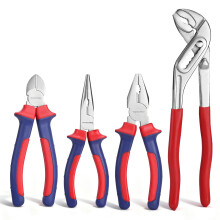 WORKPRO 4-Piece Pliers Set, 245 mm Water Pump Pliers, 160 mm Long Nose Plier, 160 mm Combination Plier, 160mm Side Cutter, Bi-Material Soft Handle