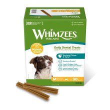 WHIMZEES Stix M, Month Box, 30 Pieces – Dog Dental Stix, Size M, Dog Dental Sticks for Medium Breeds, Natural and Grain Free, Rawhide-Free, Vegetari