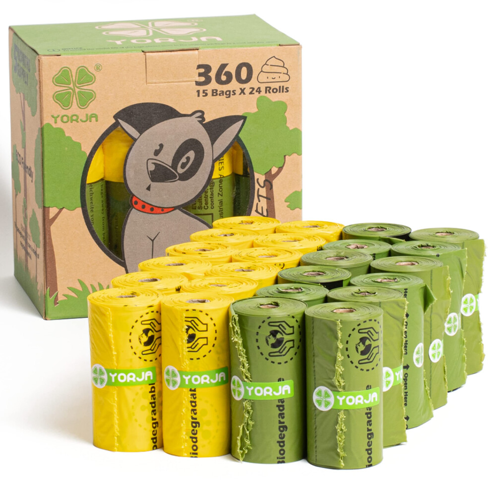 Yorja Dog Poo Bags, 360 Pet Poop Bags, Extra Thick And Strong 100% Leak-Proof Biodegradable Waste Bags
