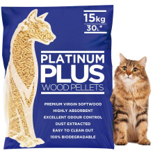Platinum Plus Cat Litter 30L Bag | Premium Natural Wooden Pellets- Odo