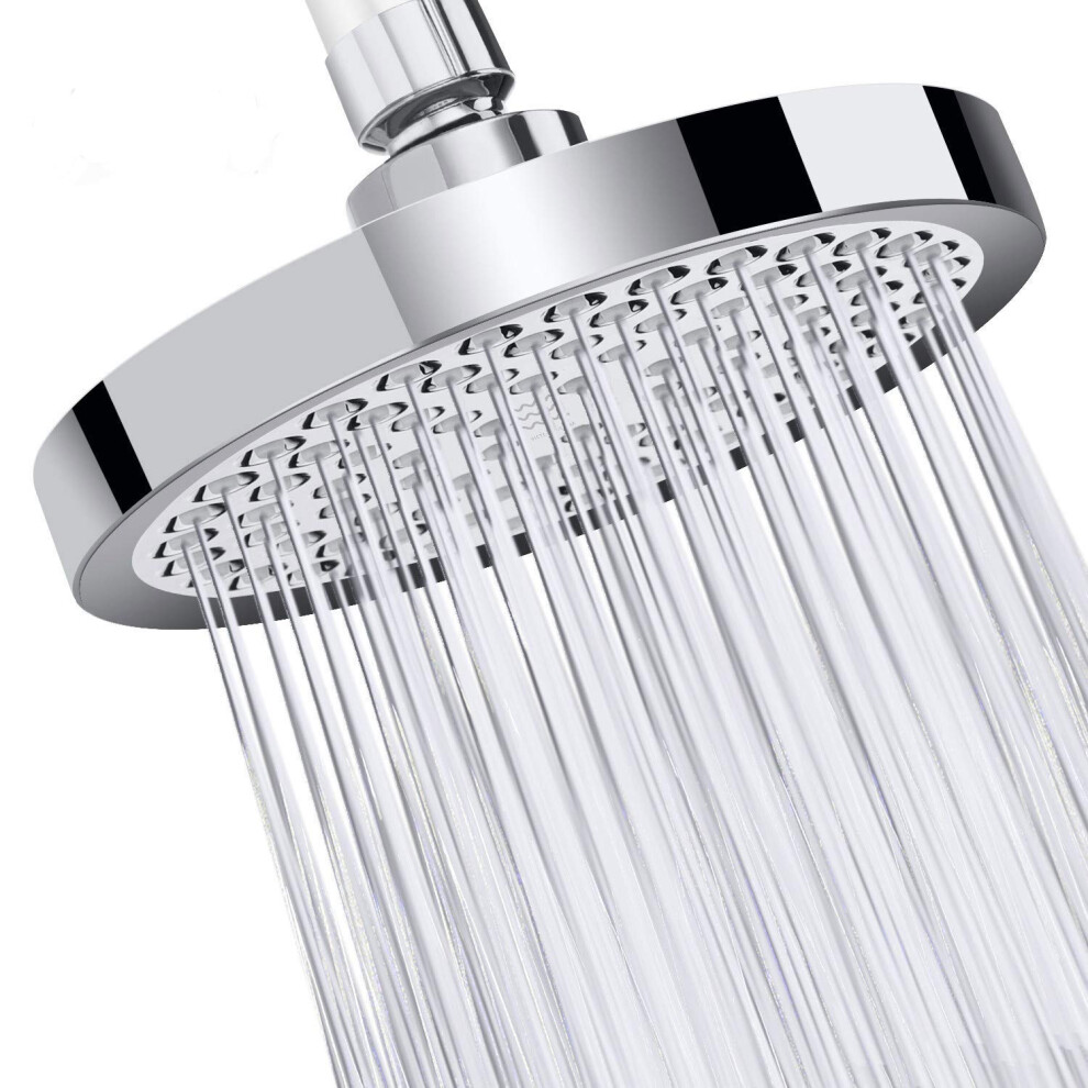 High Pressure Fixed Rainfall Shower Head - Adjustable Overhead Rain Shower Heads 6 Inch - Large Round Waterfall Shower Top Spray Head 5051226946547