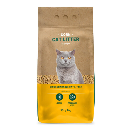 by Amazon Clumping Corn Cat Litter, Unscented, 10 L (Pack of 1)