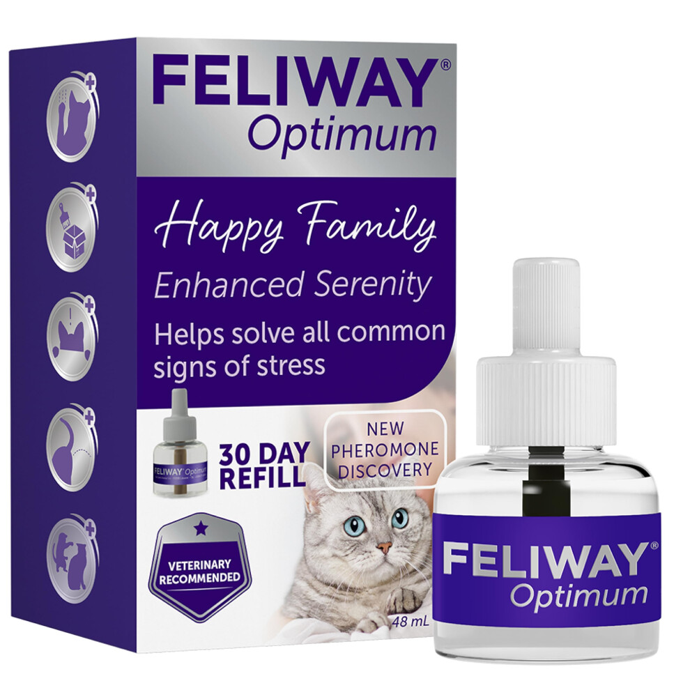 Feliway Optimum 30 Day Cat Calming Odourless Refill For Pheromone Diffuser, 48Ml