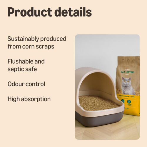 by Amazon Clumping Corn Cat Litter, Unscented, 10 L (Pack of 1) 2