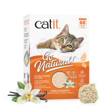 Catit Go Natural Vanilla Scented Pea Husk Clumping Cat Litter, Deodorising, 99.9% Dust-Free, Fast Clumping Cat Litter, Plant-Based Litter for Cats &