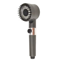 Pressure Adjustable Shower Head with Filter, Massage Brush, OneKey Stop and 1.5m Hose