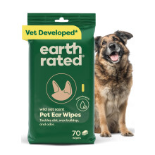 Earth Rated Vet-Developed Pet Ear Wipes, Hypoallergenic Cleaner for Do