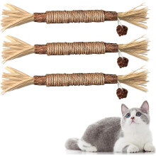 Redreo Cat Silvervine Chew Sticks, 3pcs Natural Cat Teeth Nip Cleaning