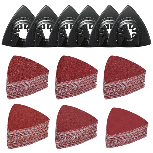 156Pcs Multi Tool Sanding Pad Kit, 6Pcs Triangle Sanding Pads, 150Pcs multitool sanding pad