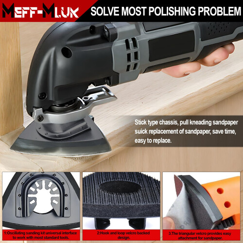 156Pcs Multi Tool Sanding Pad Kit, 6Pcs Triangle Sanding Pads, 150Pcs multitool sanding pad 1