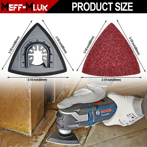 156Pcs Multi Tool Sanding Pad Kit, 6Pcs Triangle Sanding Pads, 150Pcs multitool sanding pad, 40/60/80/120/180/240 Grits Hook & Loop Multitool Sandpap 2