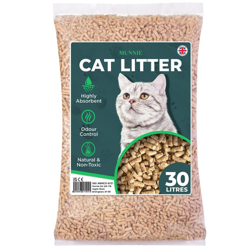 Munnie Cat Litter 30L – Biodegradable, Dust-Free, Unscented,