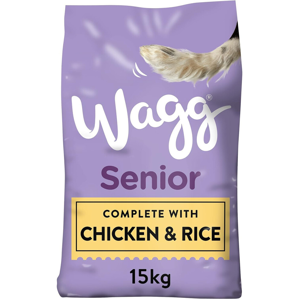 Wagg Senior Complete Dry Dog Food Chicken & Rice 15Kg - 28% Meaty Ingredients