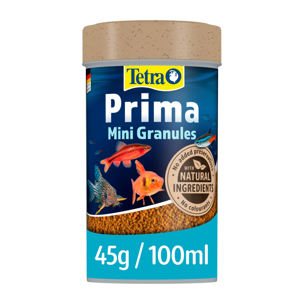 Tetra Prima Fish Food Mini Granules, Complete Food For Small Mid-Water And Bottom-Feeding Fish, 100 Ml
