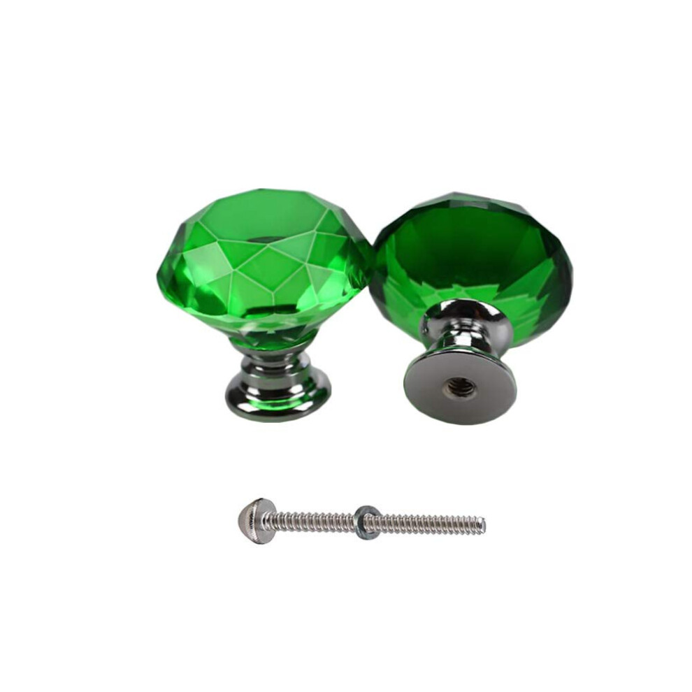 10 Pcs 30Mm Diamond Crystal Cabinet Knobs Green Glass Drawer Pulls For Wardrobe And Dresser 9455672936958