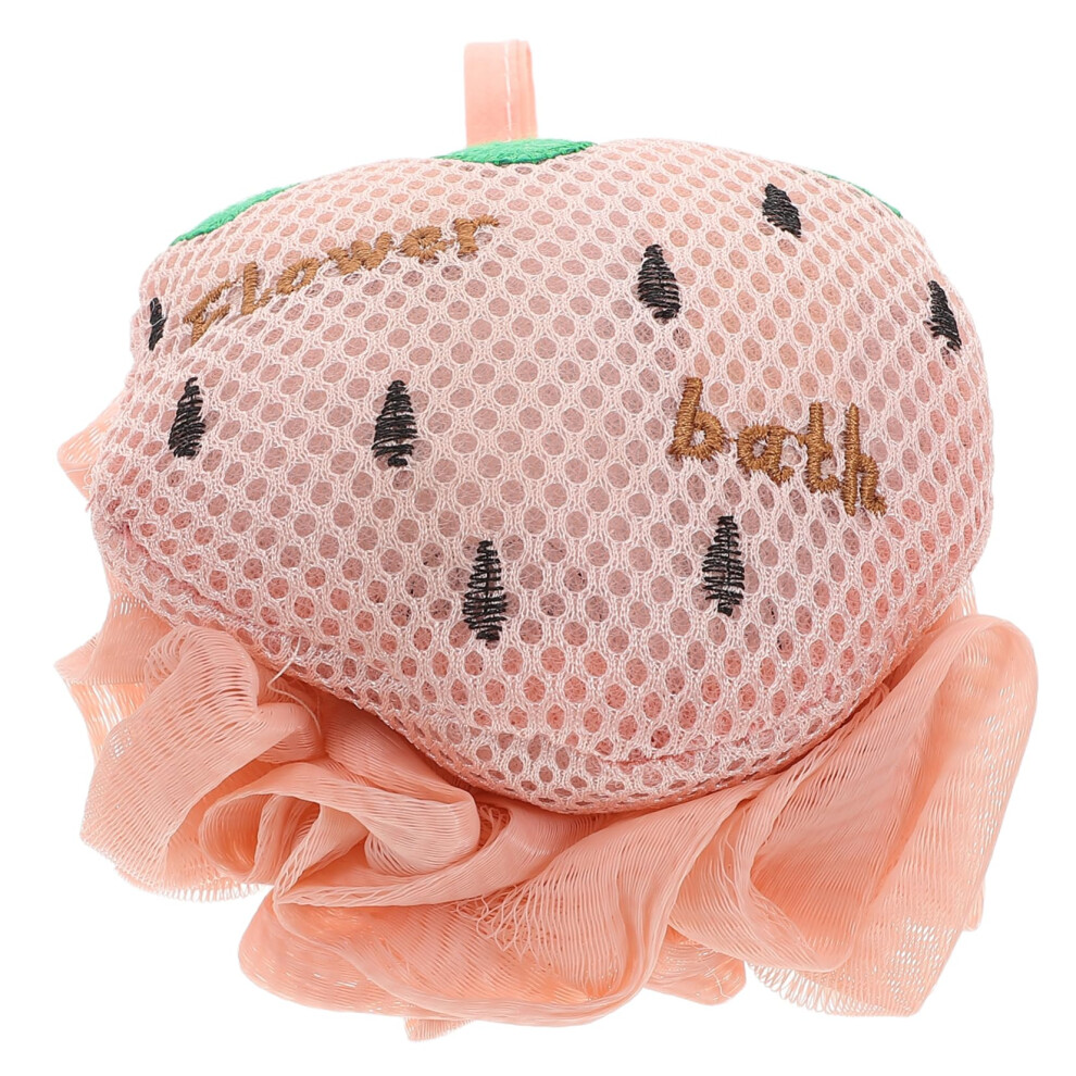 Large Double Sided Shower Loofah Strawberry Body Scrubber for Gentle Full Body Exfoliation