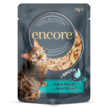 Encore 100% Natural Wet Cat Food Pouch, Tuna Fillet with Whitebait/Anc