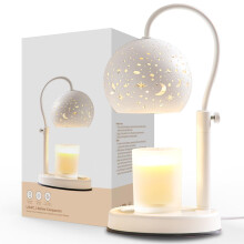 Candle Warmer Lamp with Timer, Adjustable Light for Jar Candles, Farmhouse Electric Wax Melter White01