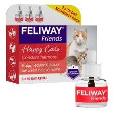 FELIWAY Friends 3 x 30 Day Cat Calming Odourless Refills for Pheromone Diffuser, 3 x 48ml - Helps create harmony and resolve conflict in mul