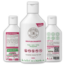 Dog Flea & Tick Shampoo for Itchy Skin 500ml - Medicated Flea & Tick Cleanser for Sensitive and Smelly Dogs - Antibacterial & Anti-Fungal Gr