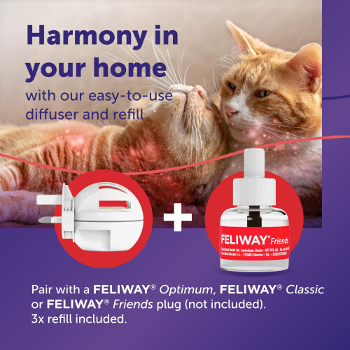 Feliway FELIWAY Friends 3 x 30 Day Cat Calming Odourless Refills for Pheromone Diffuser, 2