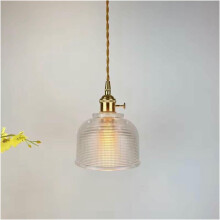 Nordic Vintage Stripe Glass Pendant Light LED Hanging Lamp for Dining Room Bedroom Kitchen