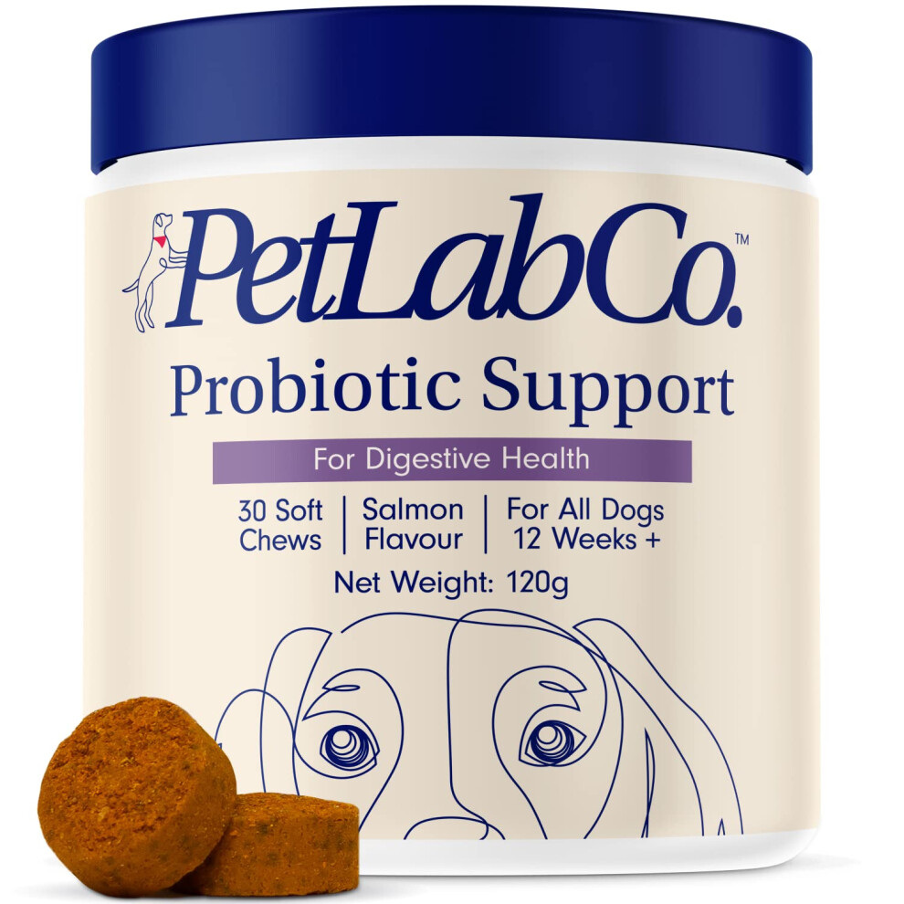 Petlab Co. Salmon Probiotics For Dogs, Support Gut Health, Occasional Diarrhea, Digestive Health & Seasonal Allergies - Flavor - 30 Soft Chews