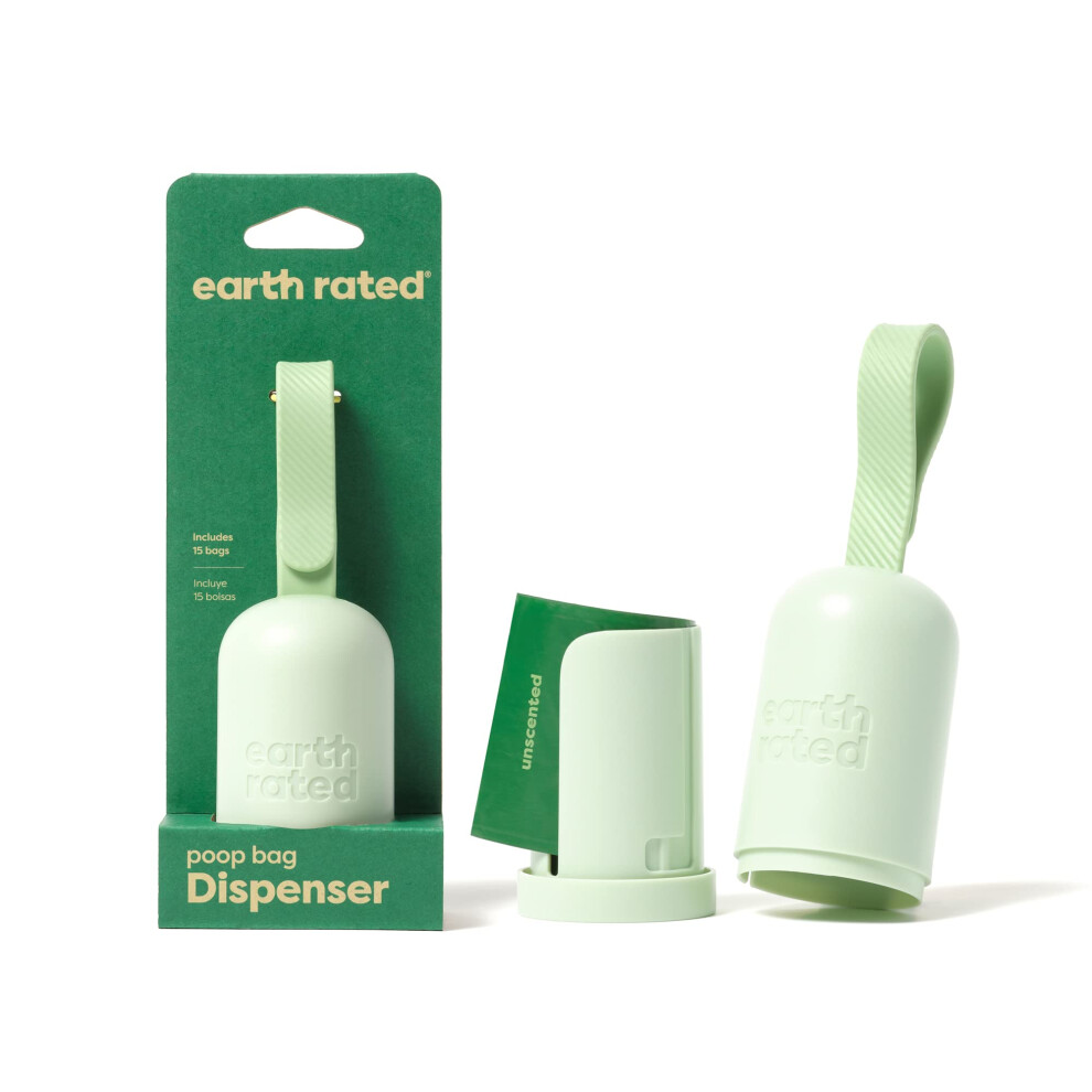 Earth Rated Dog Poo Bag Holder With Dog Poo Bags, Durable And Guaranteed Leakproof, Unscented, 1 Dispenser And 15 Bags