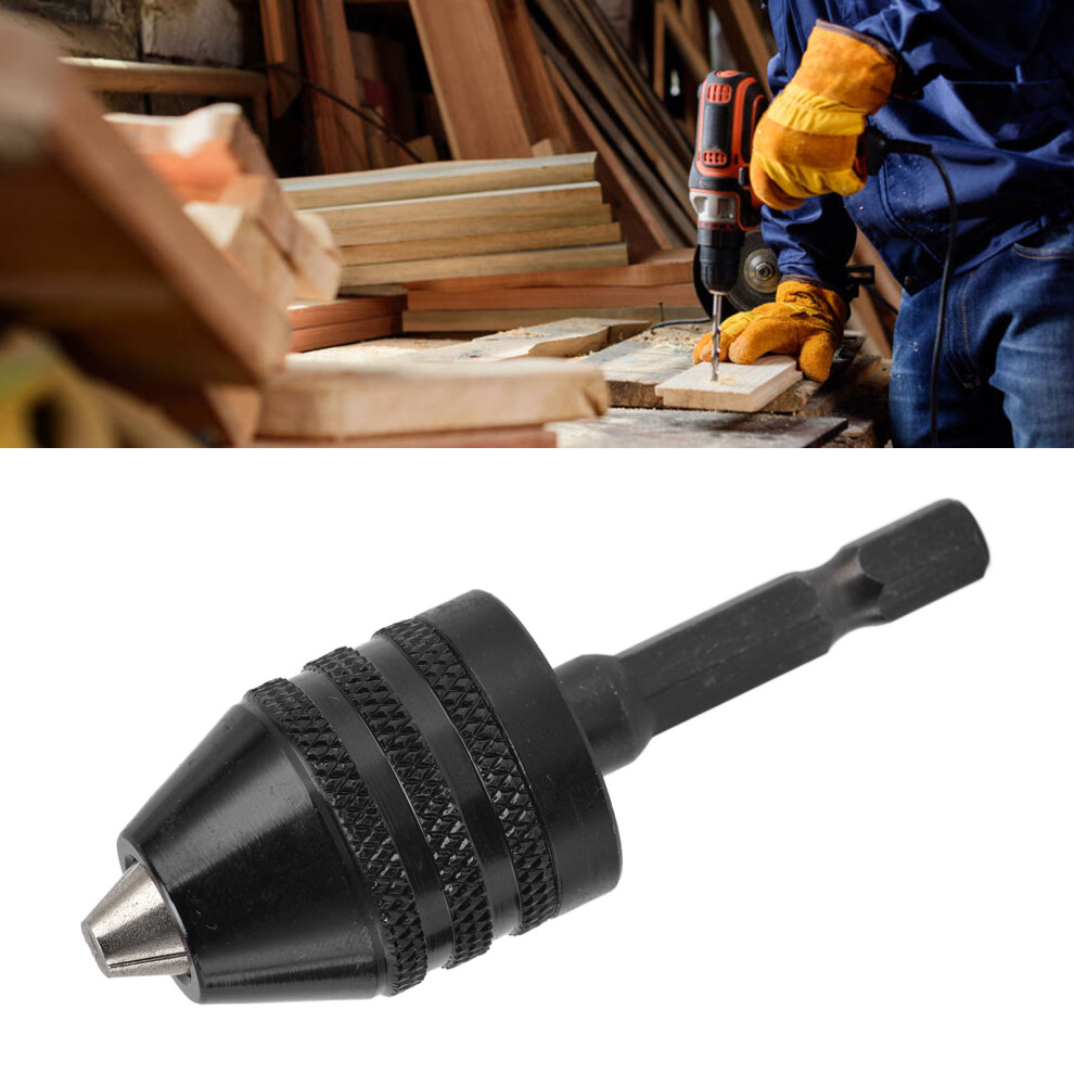 Impact Driver Bit Adapter Keyless Chuck Black