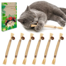 flowerstarry 6 Packs Natural Matatabi Silvervine Chew Sticks, Kitten Chew Toys Cat Teeth Cleaning Toys for Indoor Kitten Teething and Stress Release