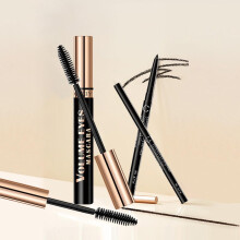 2 in 1 Mascara and Eyeliner Set, 5D Silk Fiber Waterproof Mascara, Long Lasting Smudge Proof
