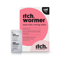 Itch Cat Wormer Tablets for Cats 1kg+ - 2 Tablet - Treats Roundworms & Tapeworms