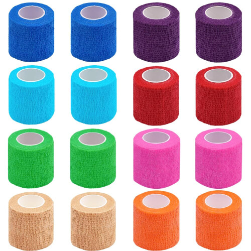 Clooflar 16 Pack Self Adhesive Cohesive Bandage, 5cm x 4.5m Elastic