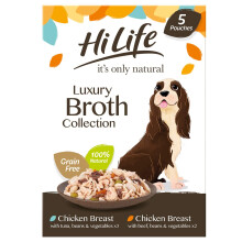 HILIFE it's only natural - Wet Dog Food - The Luxury Broth Collection Chicken Breast, Beef, Tuna, Beans, Vegetables - 100% Natural Grain Free, 15 Pou
