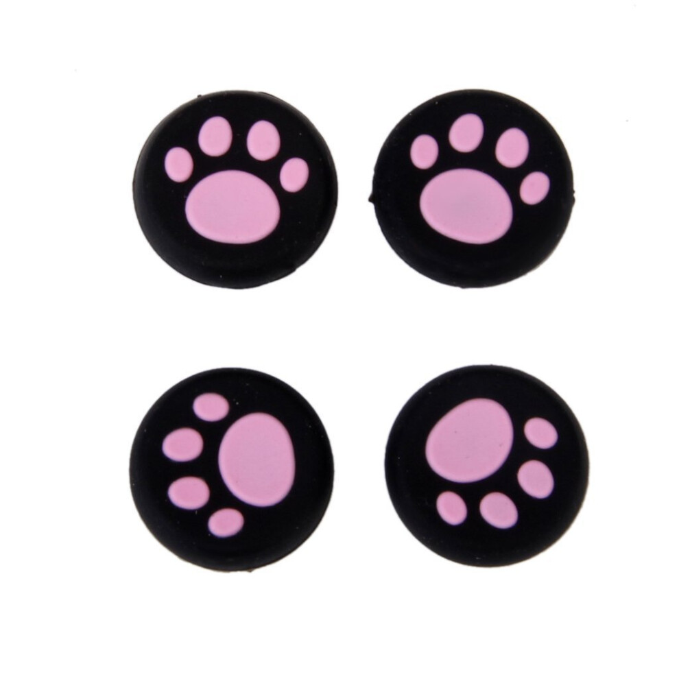 Silicone Paw Print Thumb Grips And Joystick Caps For Ps4 Enhanced Grip Control Pink/Black 9455672937696