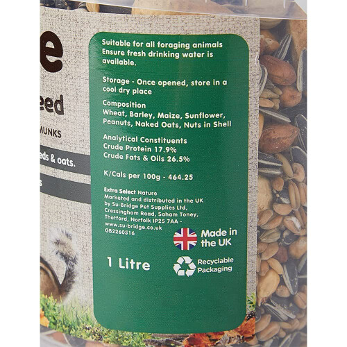 Extra Select Squirrel & Chipmunk Feed In Bucket 1ltr 1