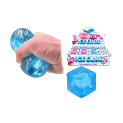 Kandy Toys Ice Cube Squishy Stretch Stress Toy 4 Pack Assorted Colours